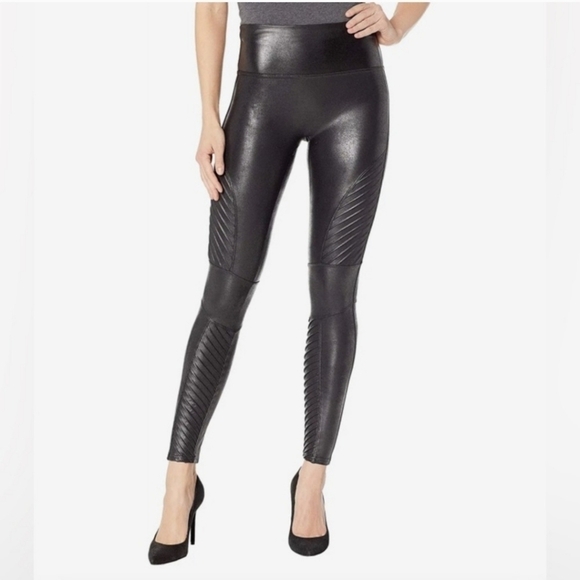 Spanx Faux Leather Moto Leggings M - Picture 1 of 9